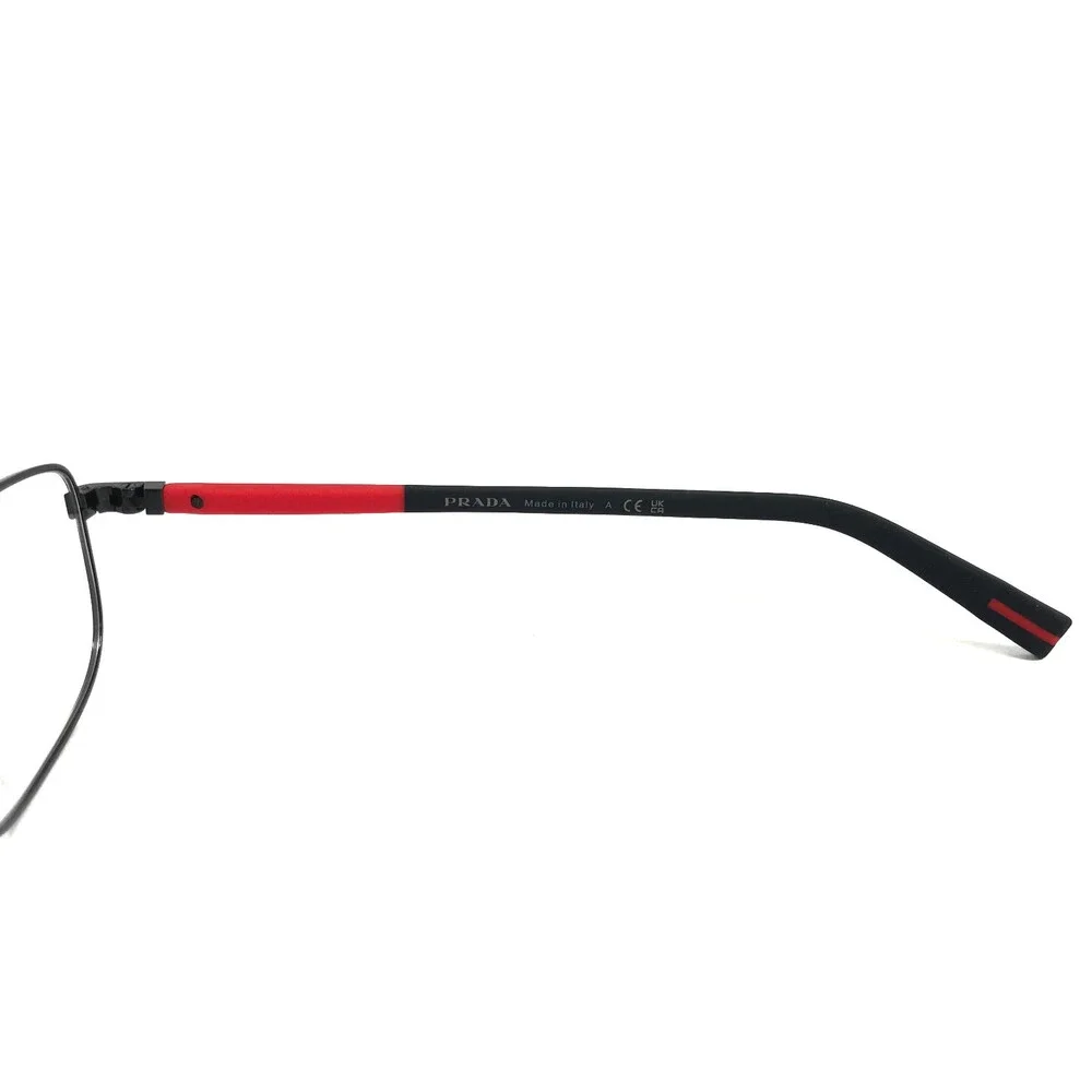 Prada Eyeglasses Frames VPS50S 1BO-1O1 Black Red Rectangle Wire Rim 57-17-145 - Picture 8 of 13